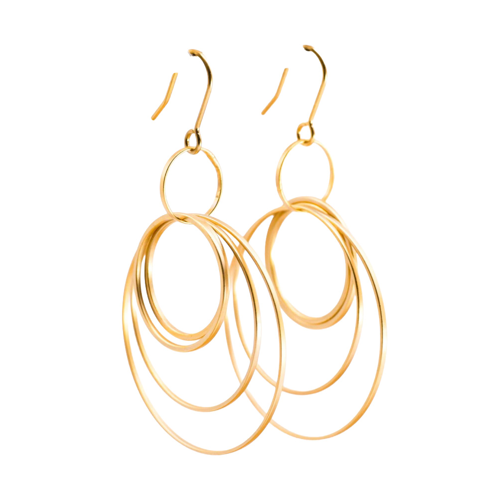 "Geometrie" Ohrhänger, Ring-Design, vergoldet