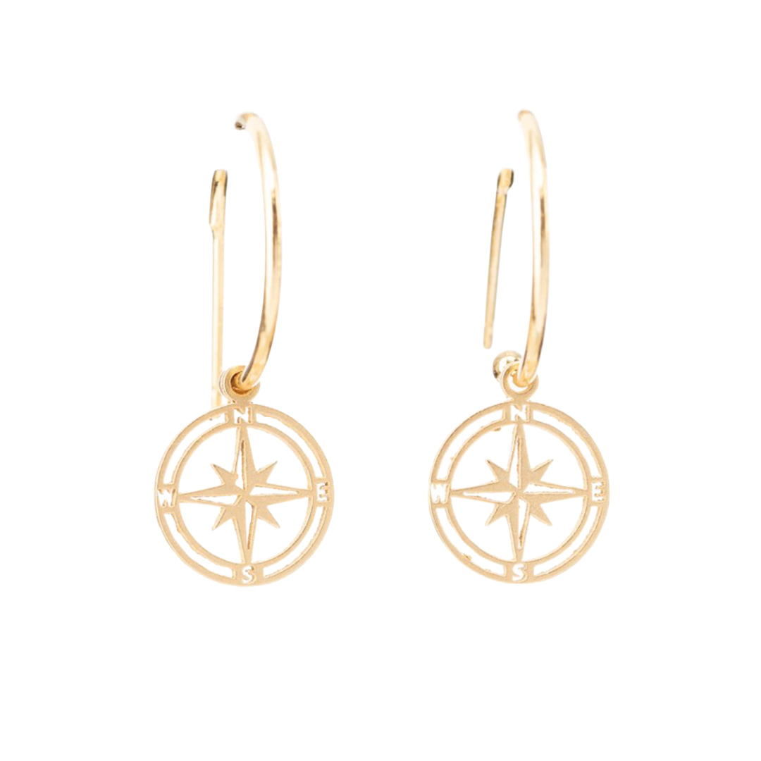 "Fine Filigré" feine Ohrhänger, Kompass, vergoldet