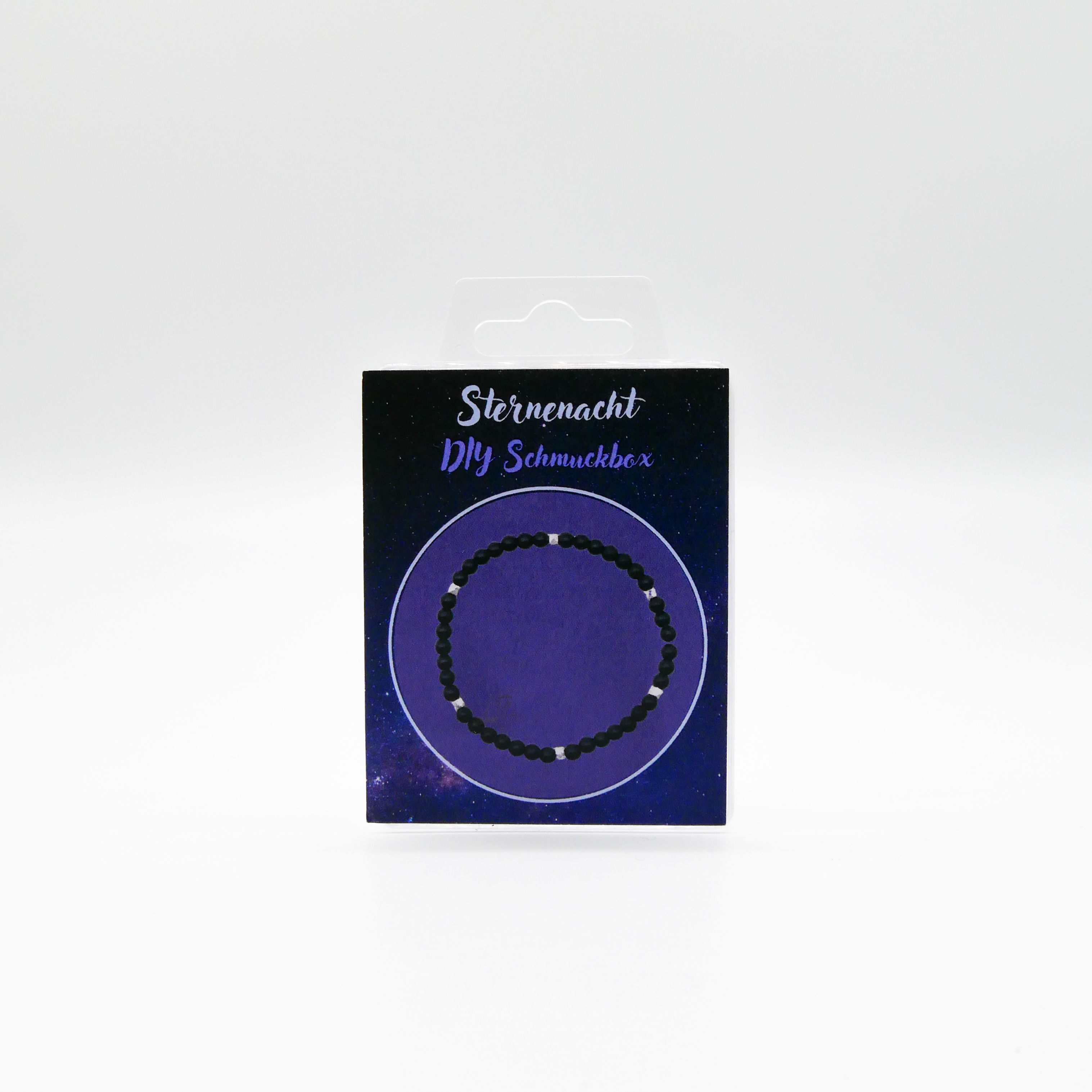  DIY kleine Schmuckbox, Armband Sternennacht ø 4 mm Onyx, Edelstahlperlen