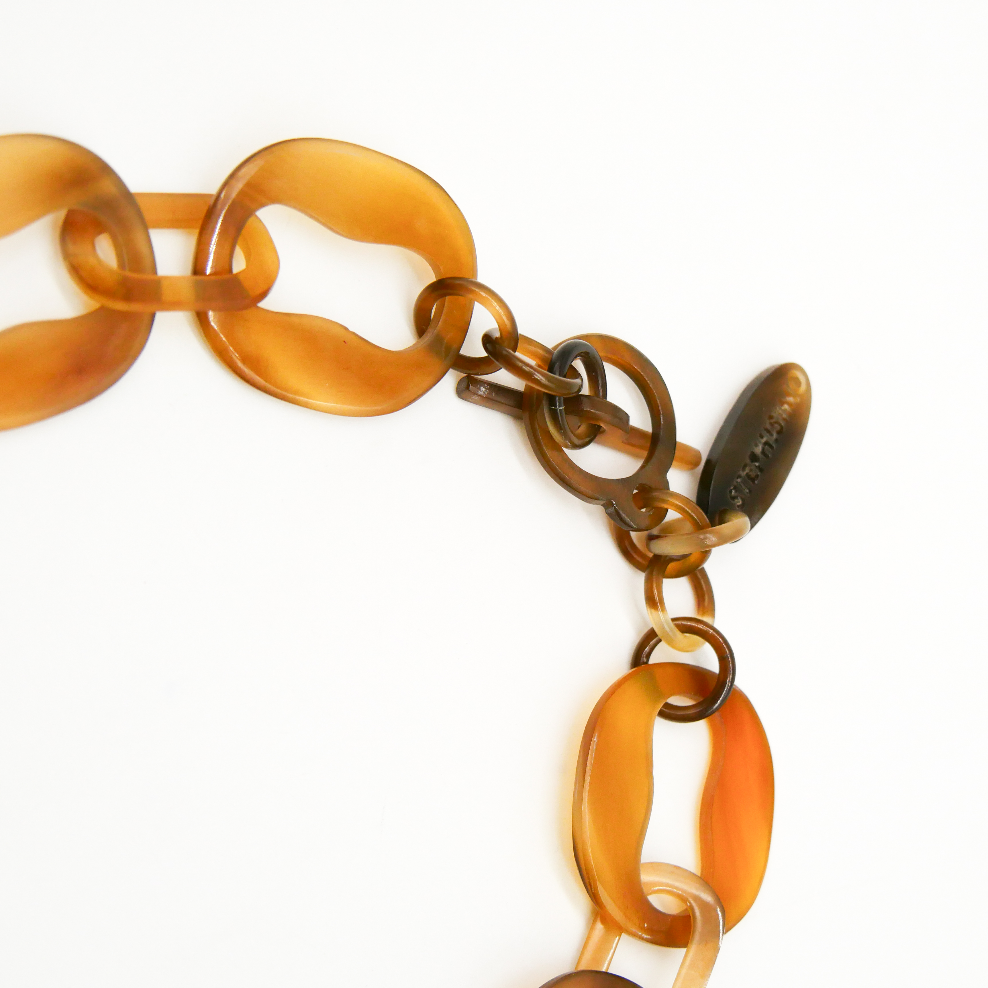 "Craft Art", kurze Kette Ovale mit Aussparung braun Horn "Craft Art", kurze Kette Ovale mit Aussparung braun Horn