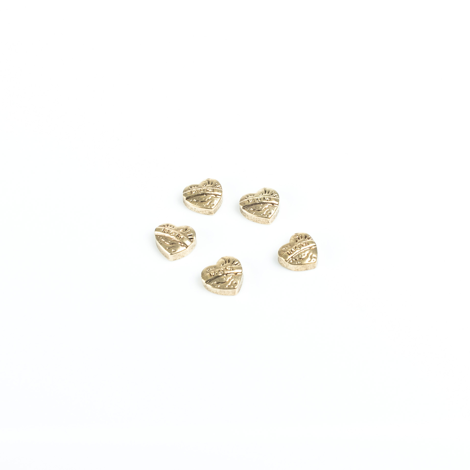 "Medaillon" Metall beads gold colored, little heart - set of 10 pieces