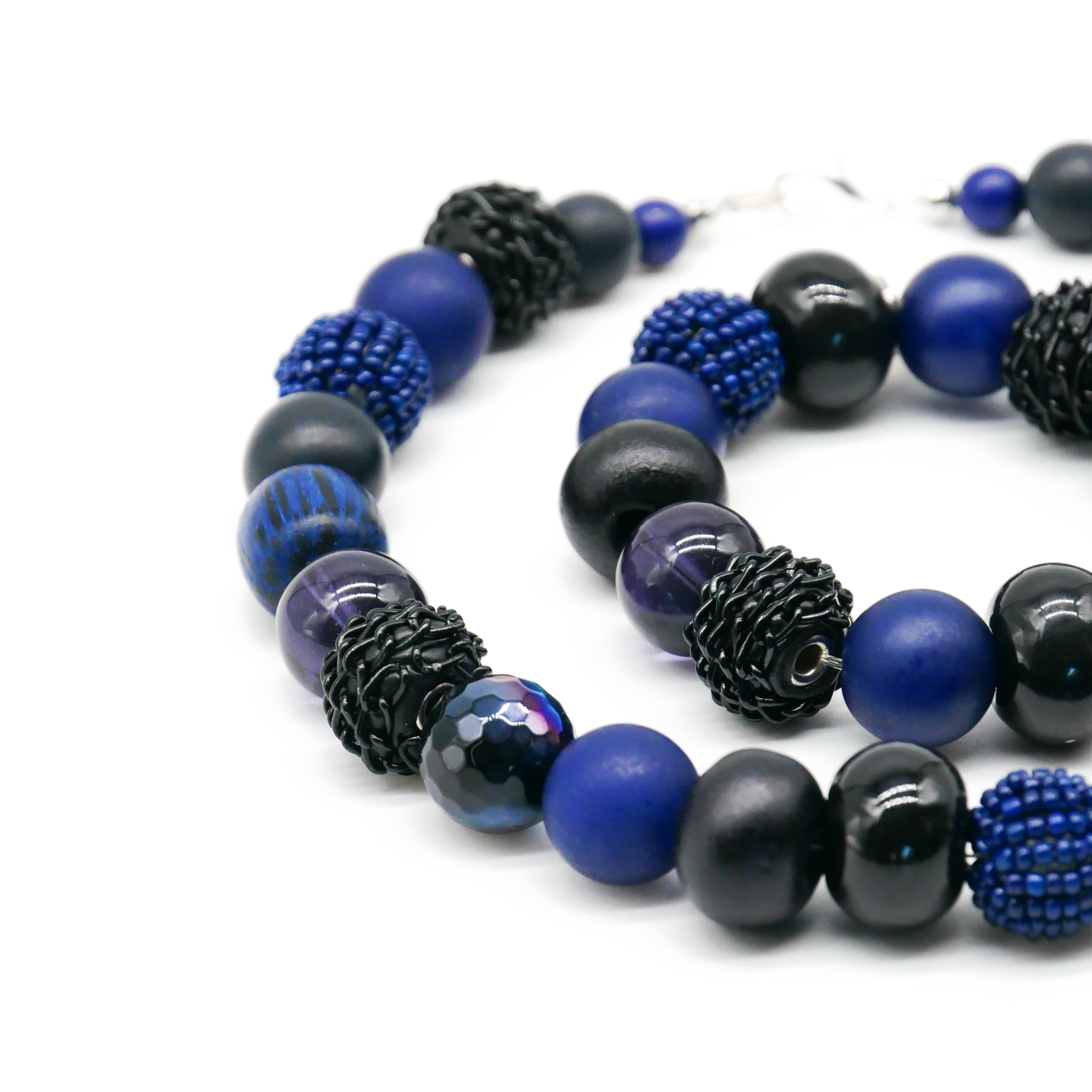  "Bollywood" Armband auf Gummi, mitternachtsblau