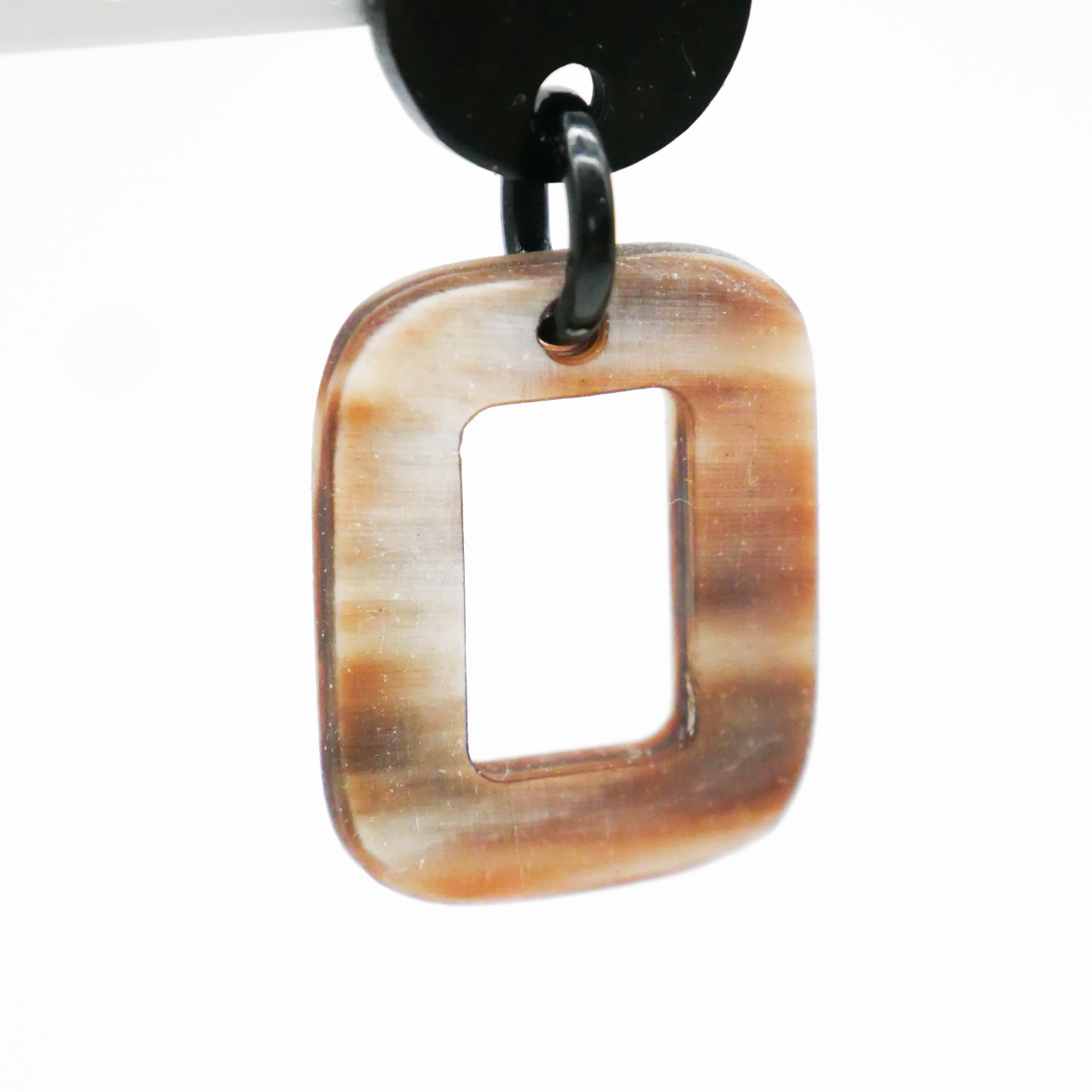  "Craft-Art", Ohrring Rechteck ca. 30 x 23 mm braunes Horn 