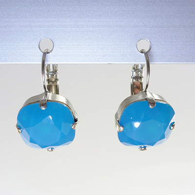 Ohrhänger "Basics" Kristallglas 12mm eckig, caribbean blue opal