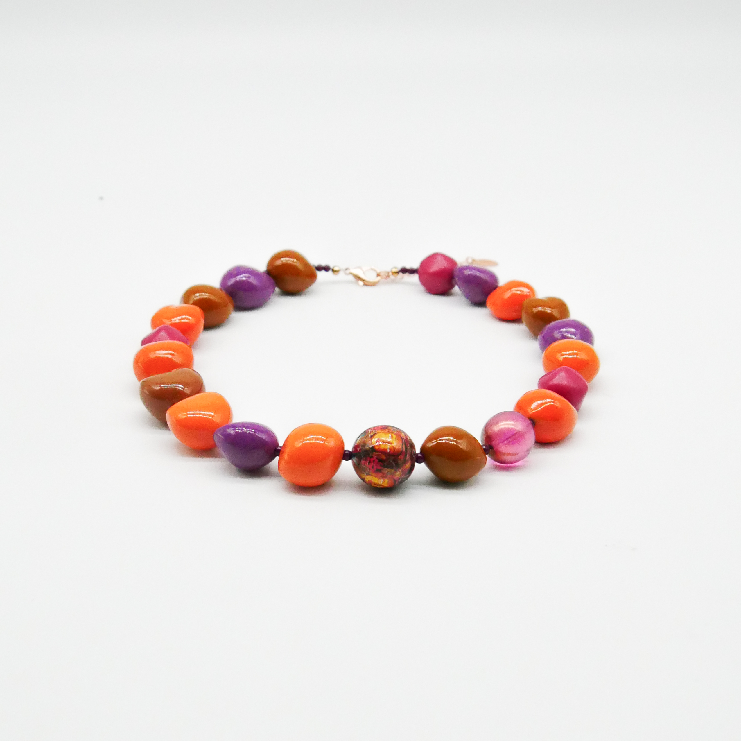  "Summer Feeling" Kette ca. 60 cm, Lumba Samen, Glasperlen, Resin Perle, blumenwiese