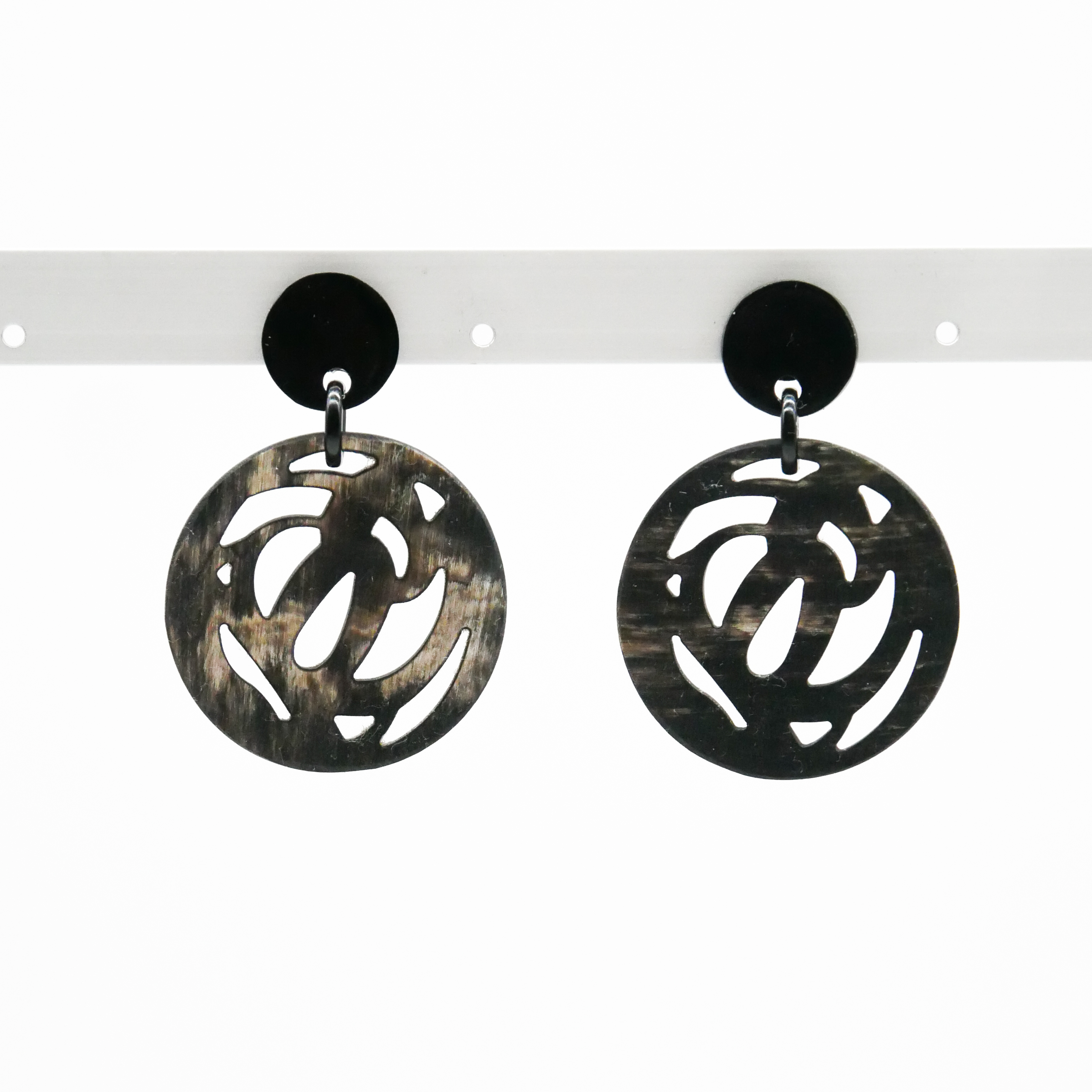  "Craft-Art", Ohrring Ø ca. 40 mm marble Horn verspieltes Design 