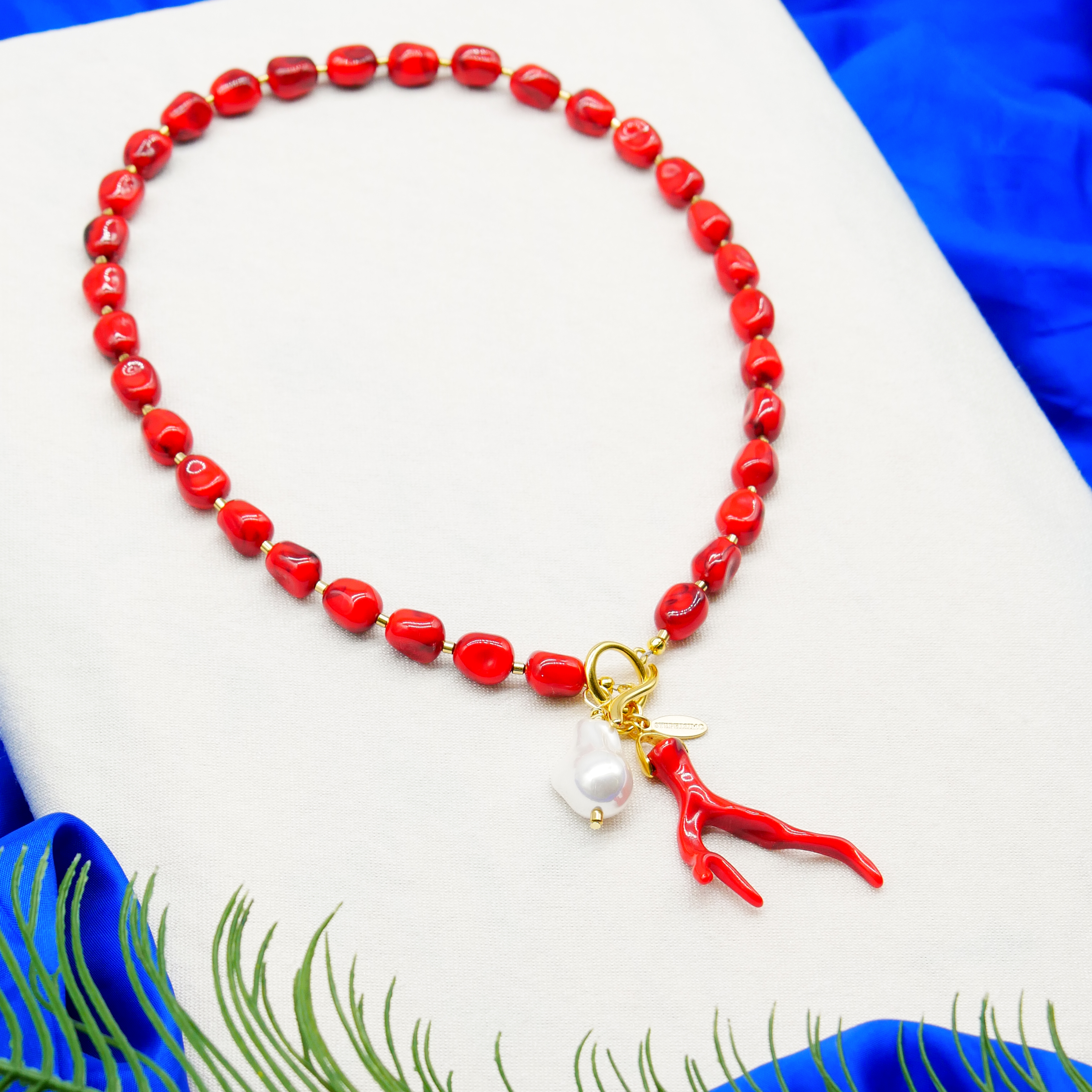  "Summer Feeling" Kette "Coral Sea" Resinperlen                        