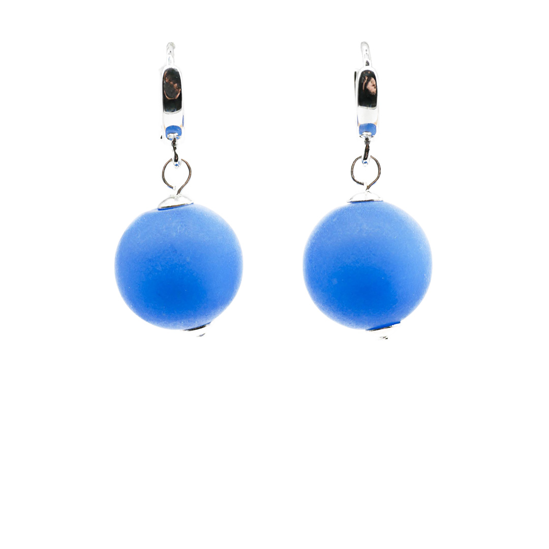 "Color Explosion" earrings silver with polaris bead - dark blue