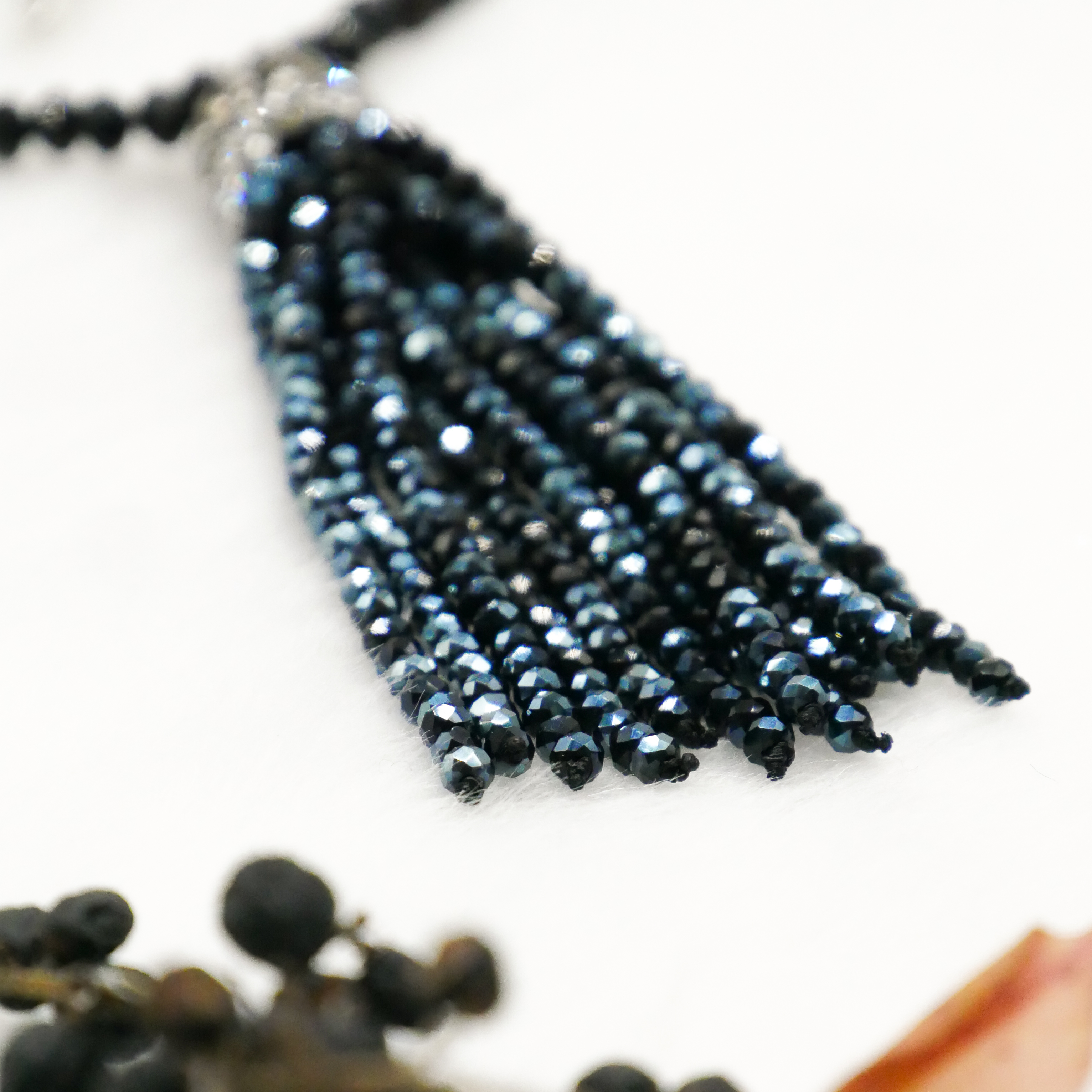 "Jet Schmuck" schwarze Kristallperlen, 4x3 mm, Quaste Kristallglas schwarz 