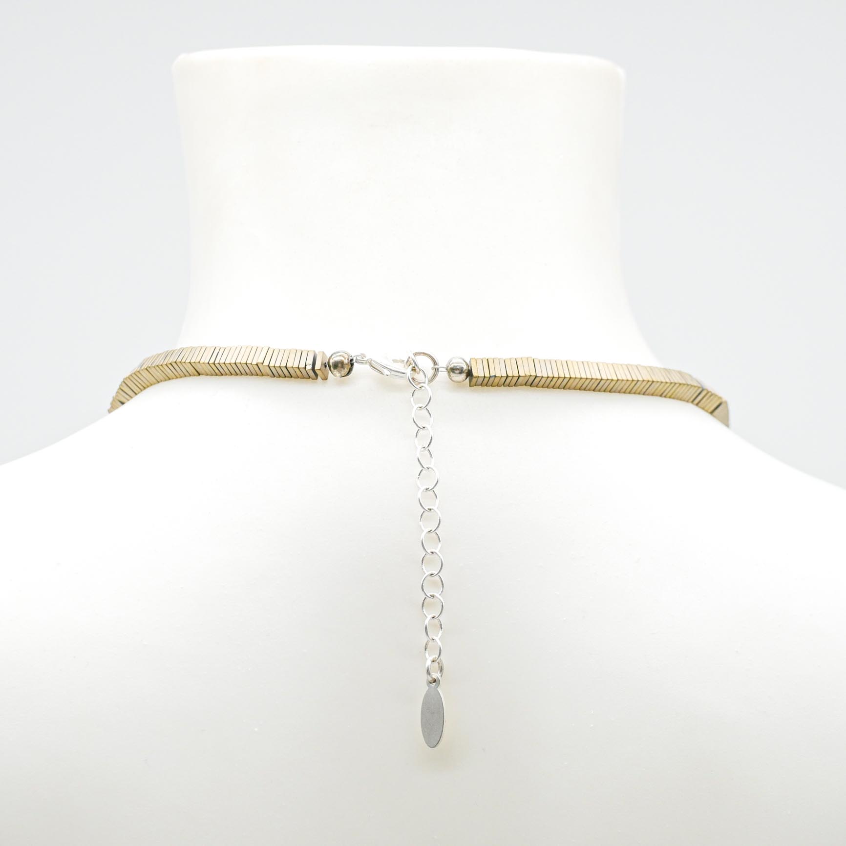 Kette "Metallic" kurz, aus eckigen Scheiben, Bronze matt
