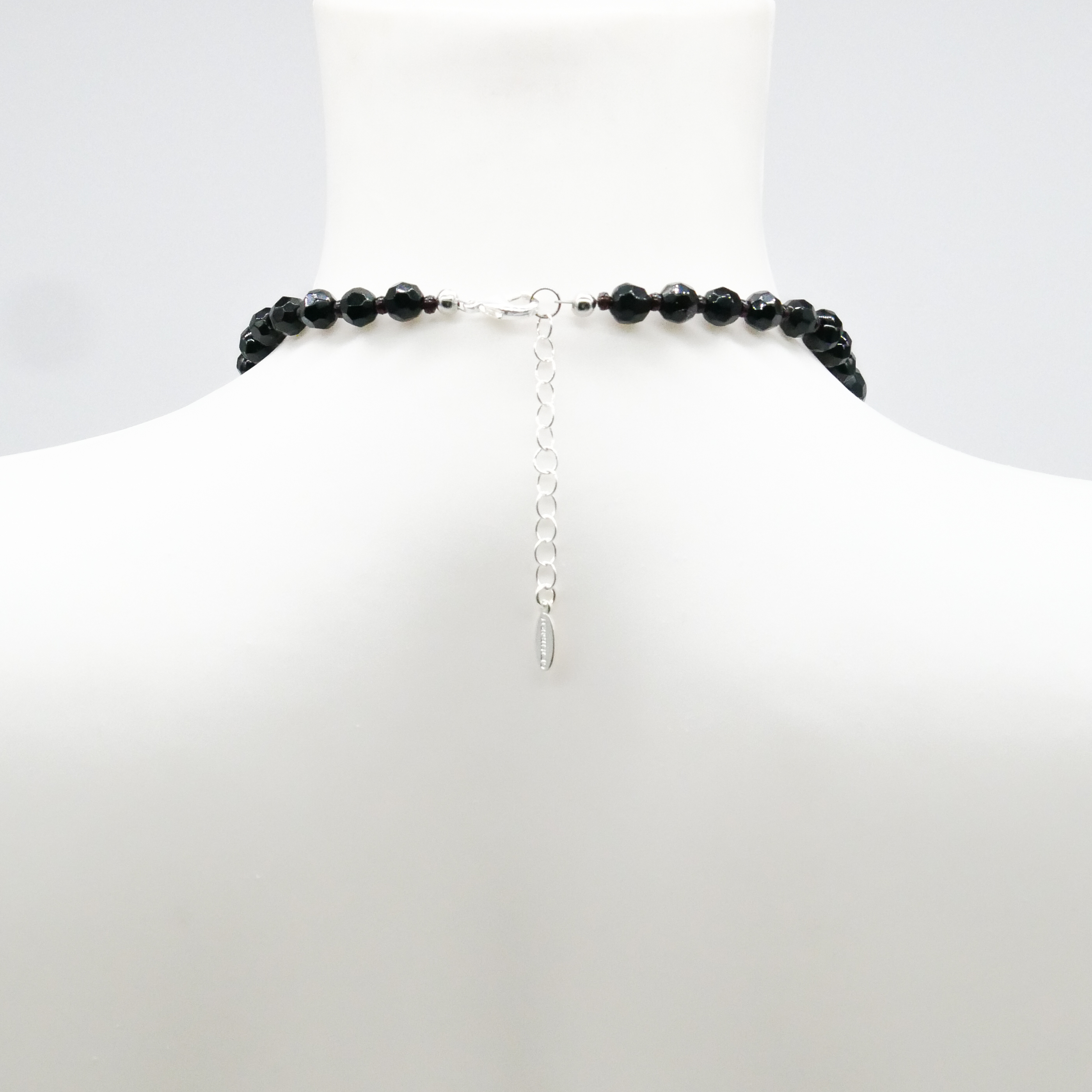  "Jet Schmuck" Kette ca. 55 cm schwarze facettierte Glasperlen Ø 12 mm mit Verlauf