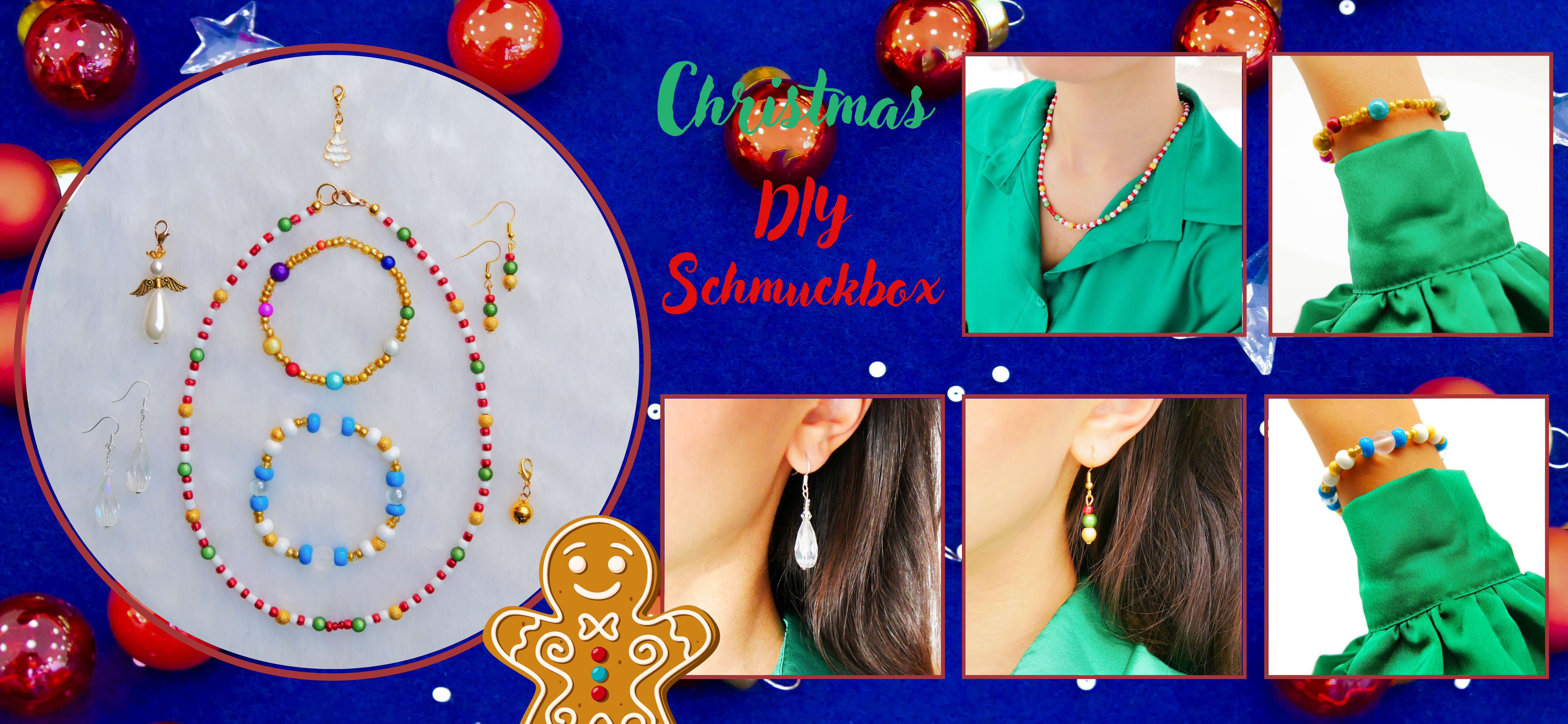  DIY Schmuckbox, Christmax, 2x Charm, 1x Kette, 2x Armband, 2x Ohrring