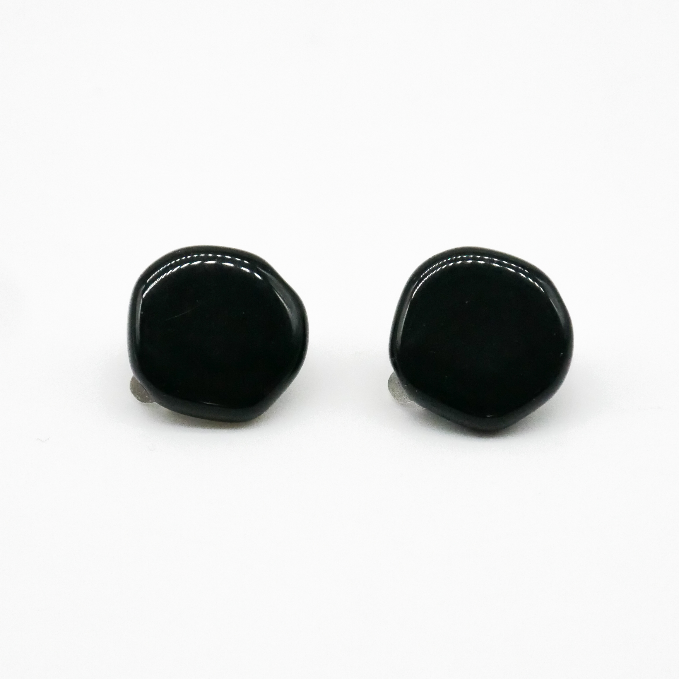  "Jet Schmuck" Ohrclip "Scheibe", schwarze Glasperlen 