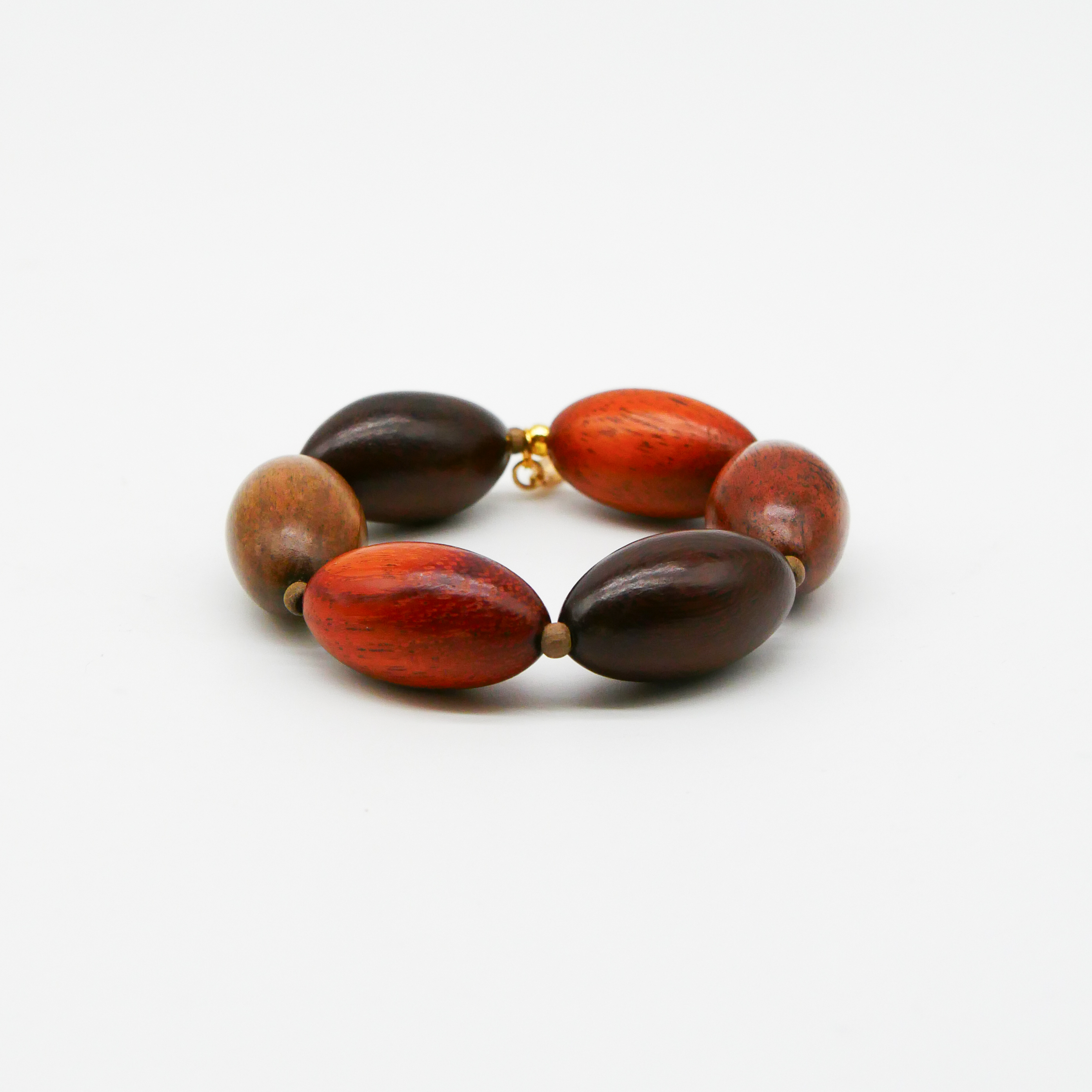 "Woodland" Armband auf Gummi "Olive", Holzolive, Roble, Bayong, Kamagong, Greywood