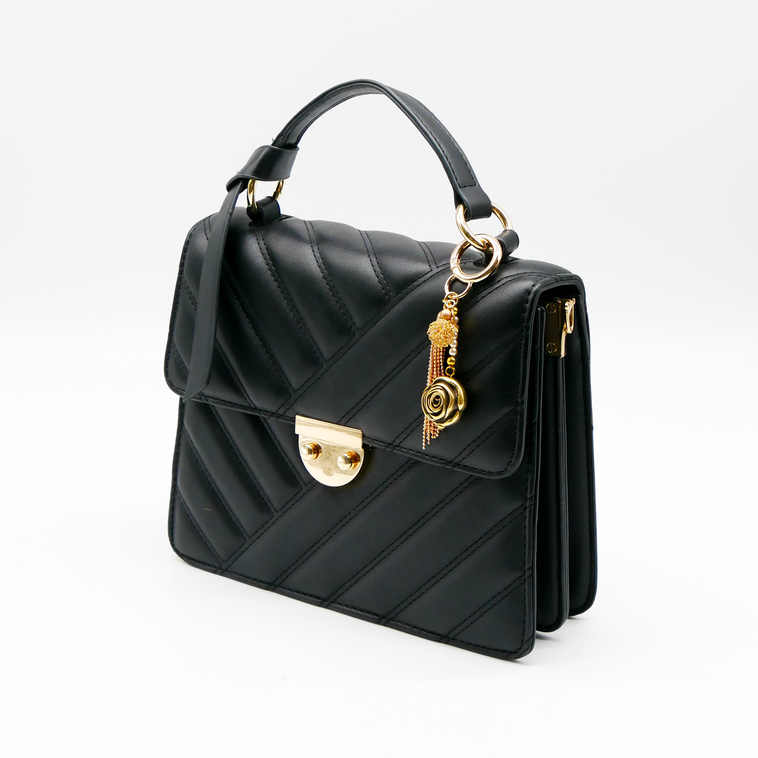 "Lucky Pendant" Anhänger, 1 Strang mit Blumenperle, Metallquaste und Metallperle