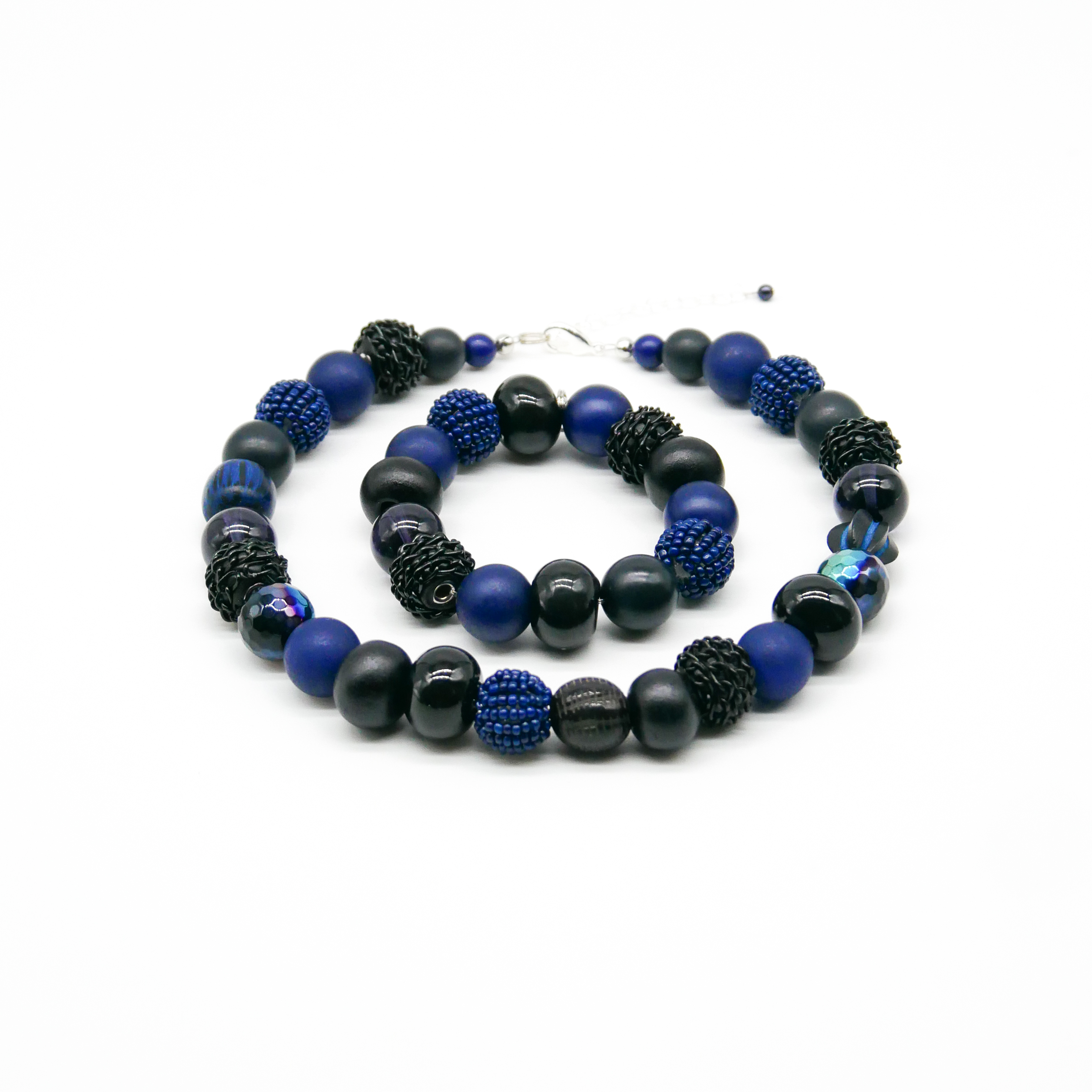  "Bollywood" Armband auf Gummi, mitternachtsblau