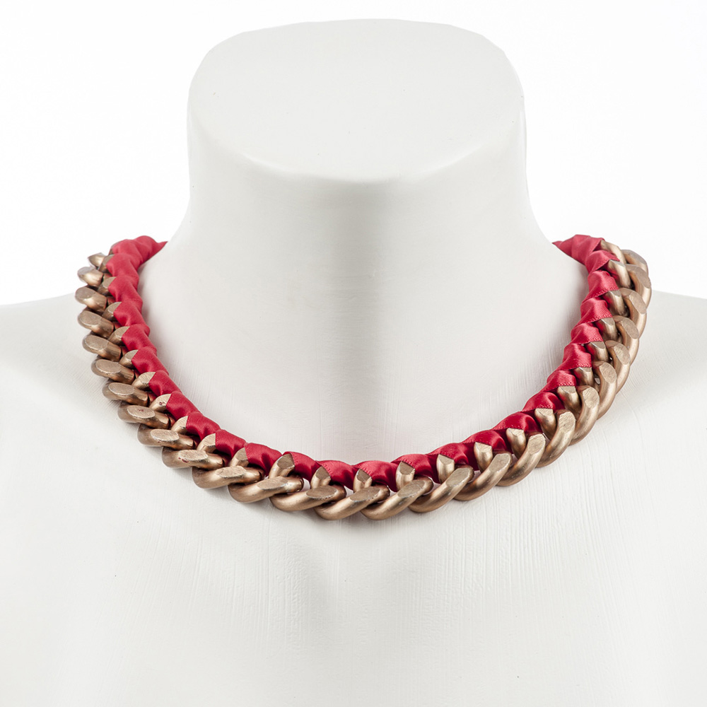 Panzerkette mit Stoffband, kupfer-rot