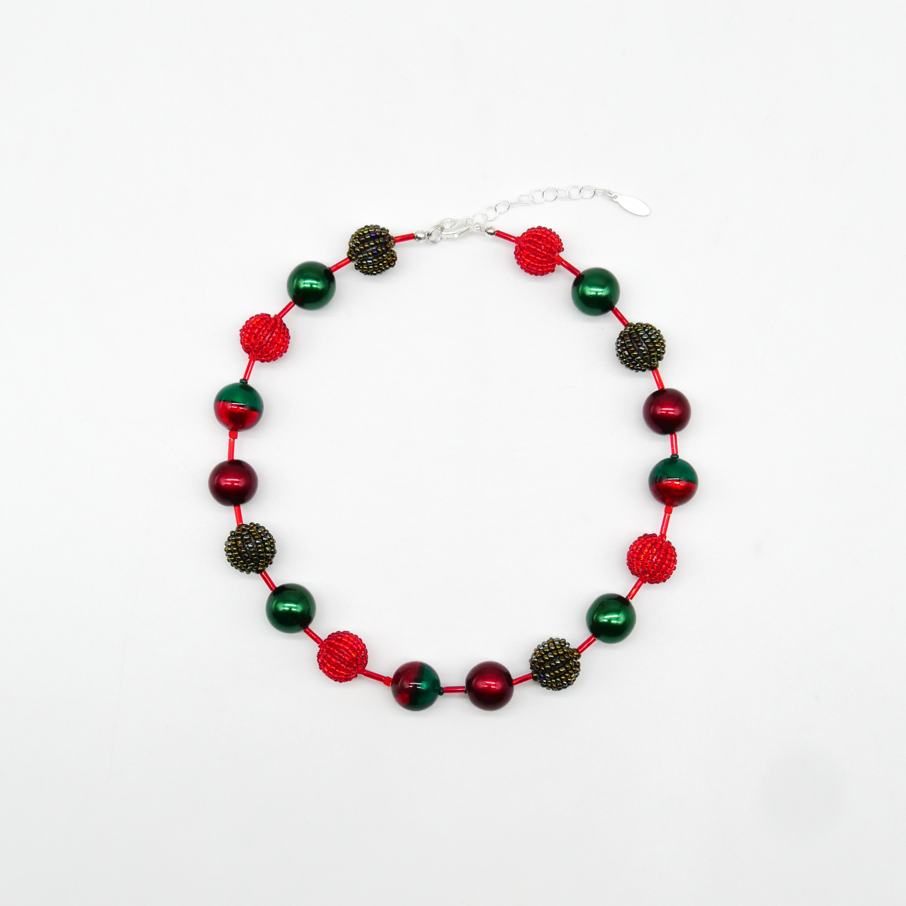  "Fine Bead Art", "Kette Christmas", Lampenperlen, Glasperlen rot-grün