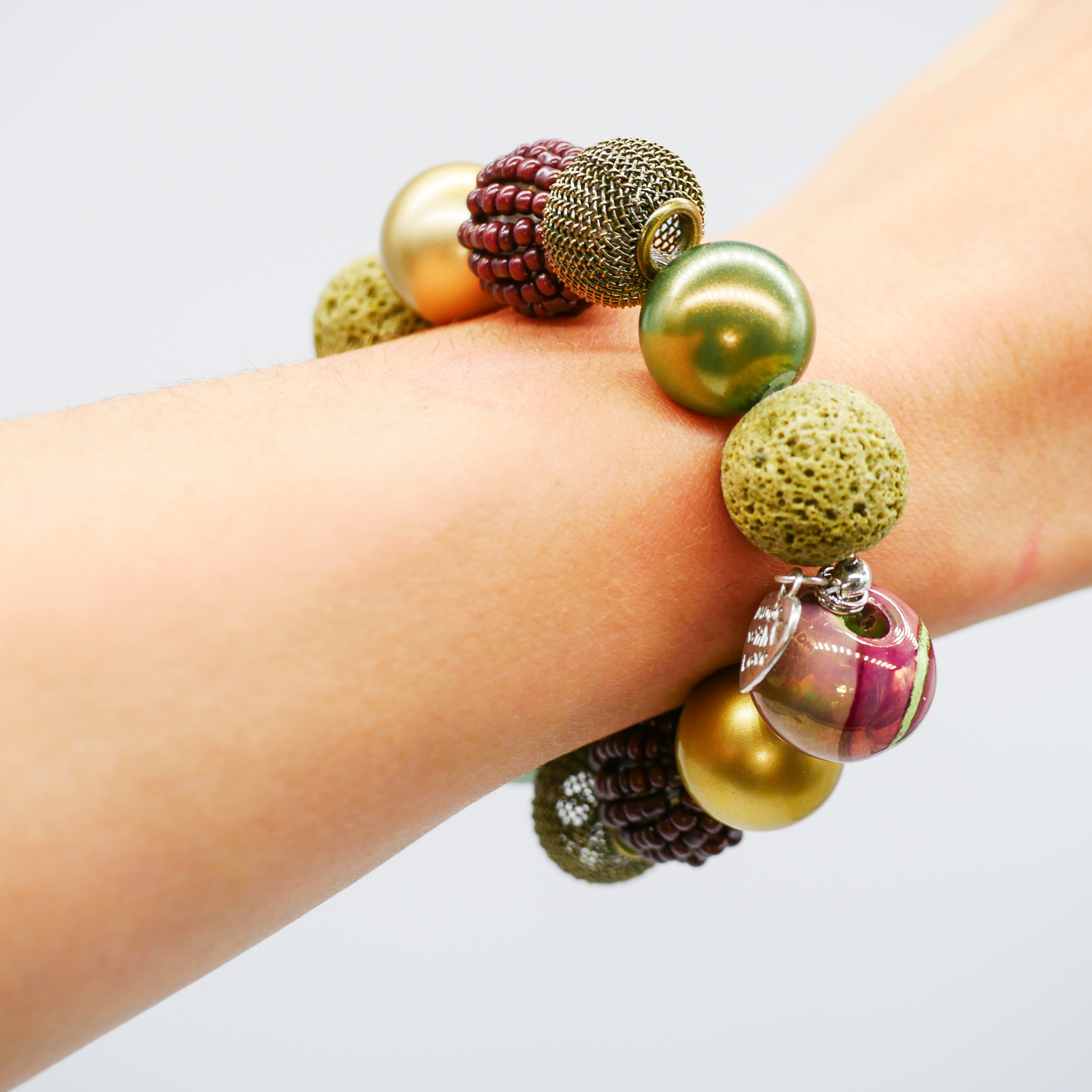 Armband zu "Bollywood", oliv-braun
