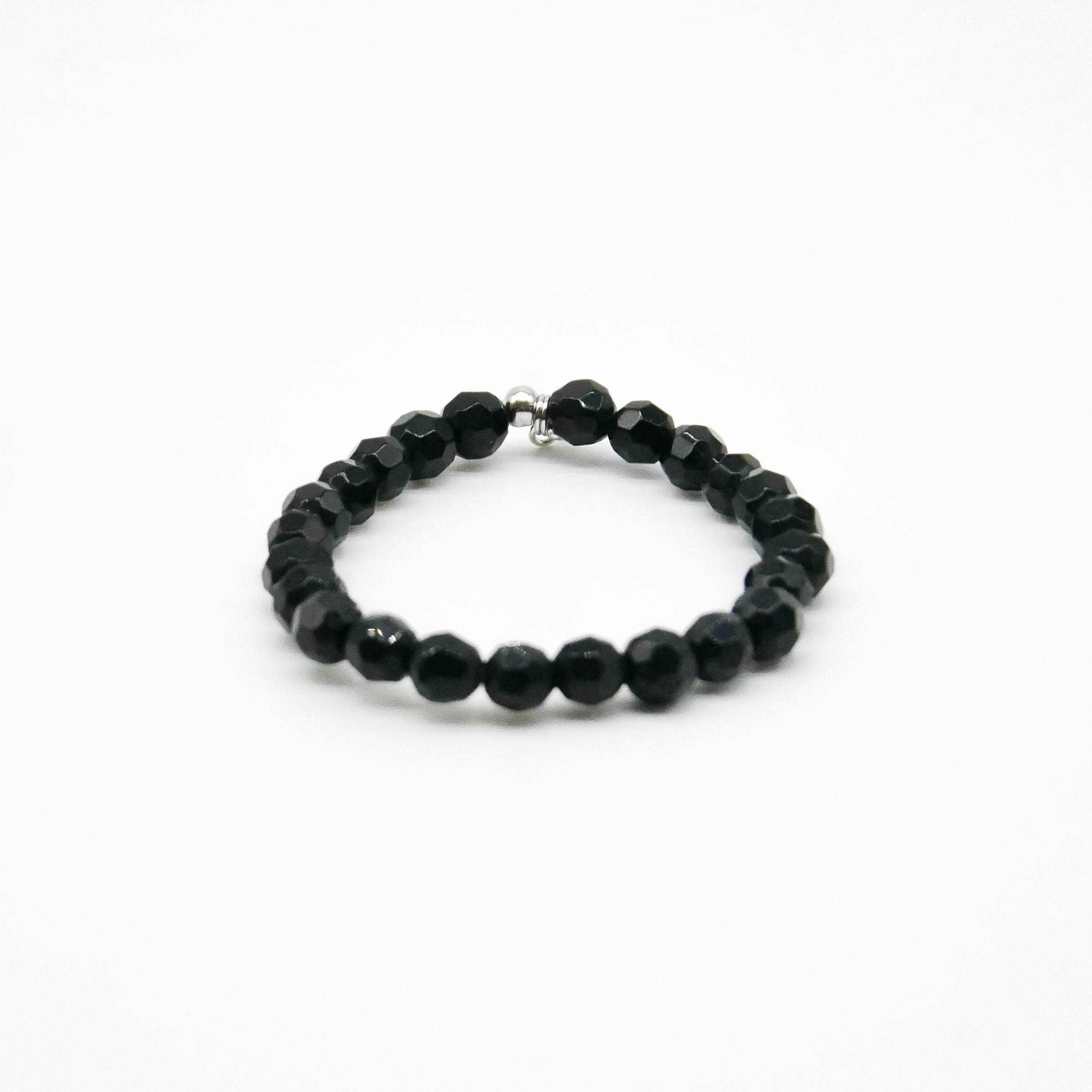  "Jet Schmuck" Armband auf Gummi schwarze facettierte Glasperlen Ø 8 mm 