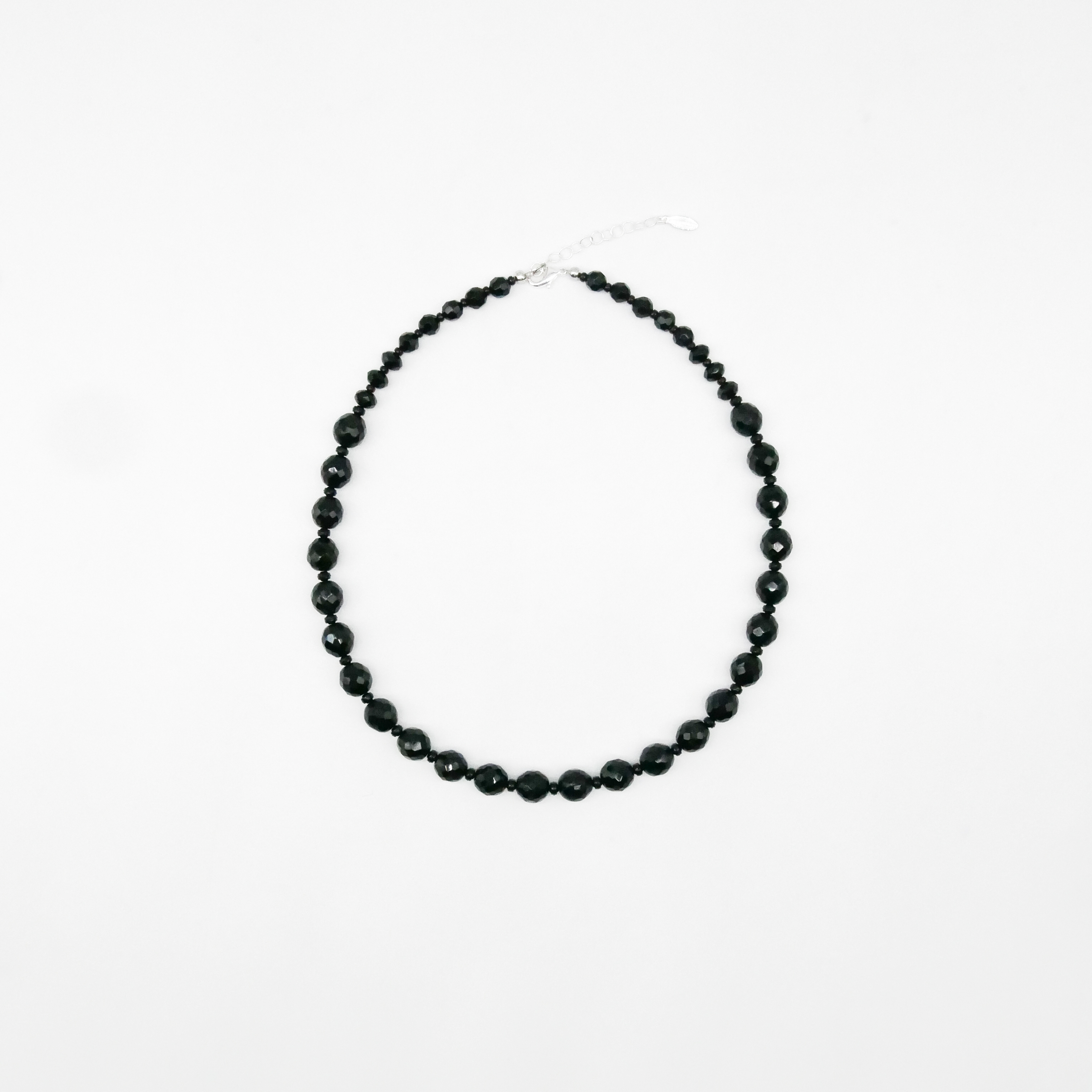  "Jet Schmuck" Kette ca. 55 cm schwarze facettierte Glasperlen Ø 12 mm mit Verlauf