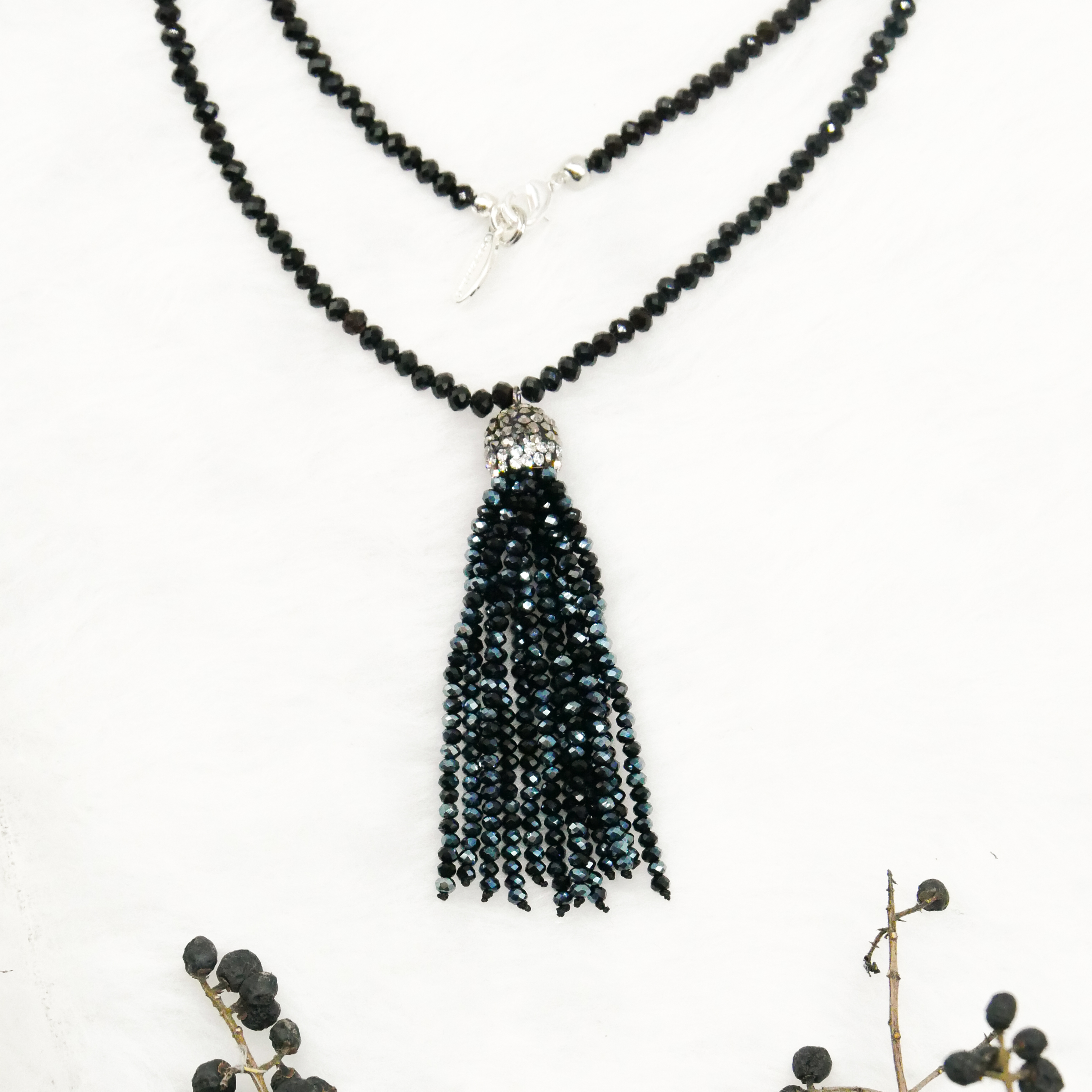  "Jet Schmuck" schwarze Kristallperlen, 4x3 mm, Quaste Kristallglas schwarz 