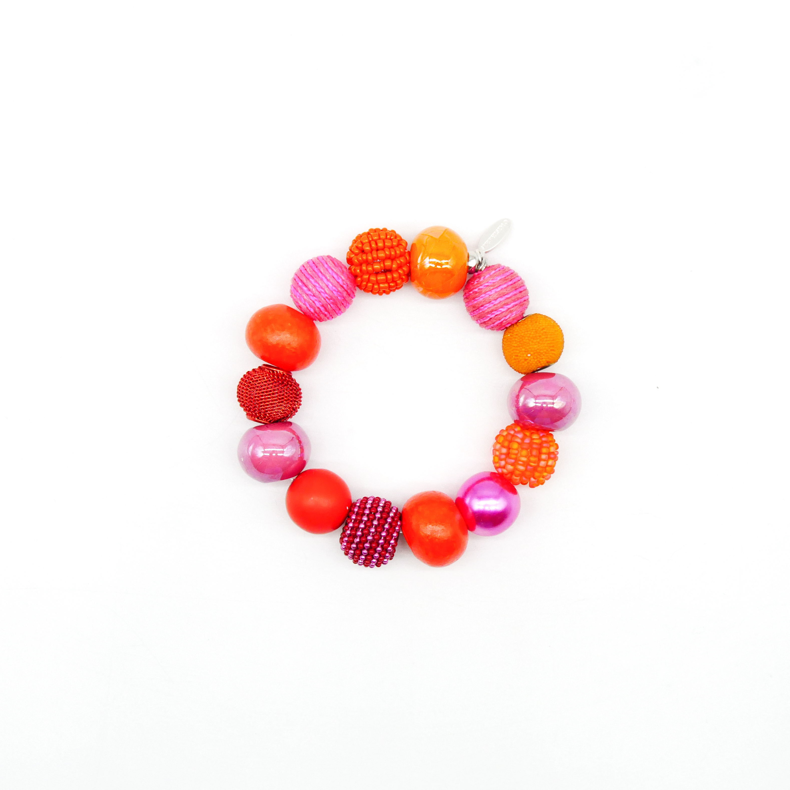  "Bollywood" Armband auf Gummi, pink-orange