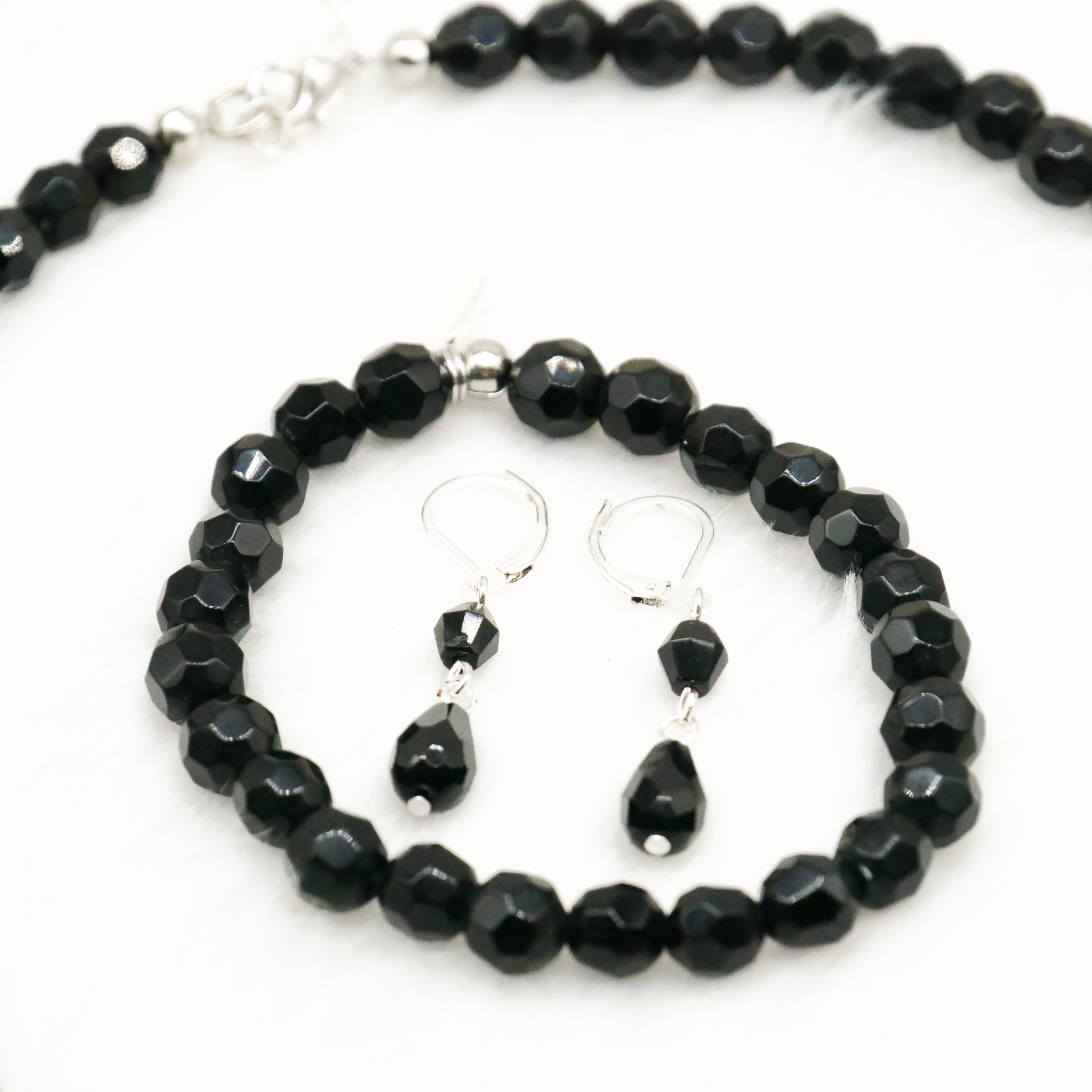  "Jet Schmuck" Ohrhänger "Tropfen", schwarze Glasperlen 