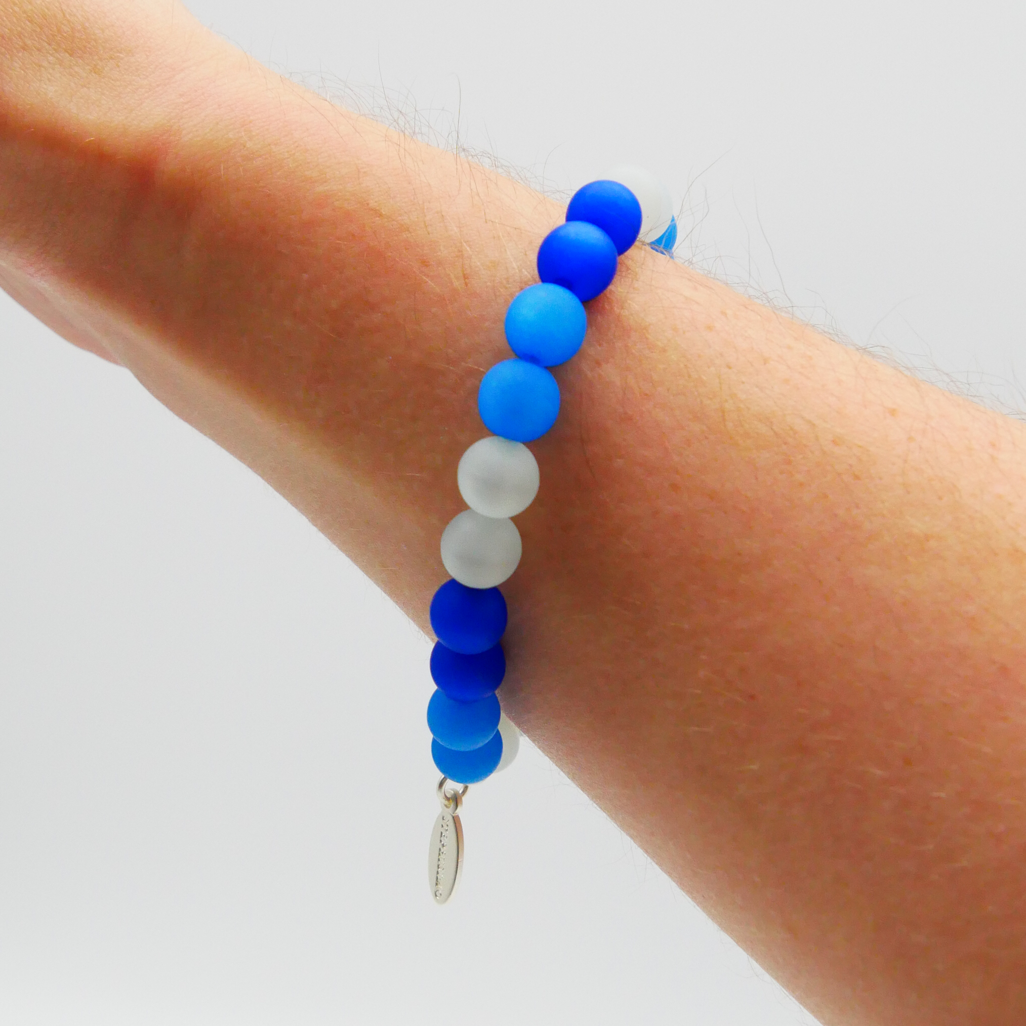  Color Explosion, Armband auf Gummi Ø 8 mm, Glas- und Polaris Perlen, Erde dunkelblau