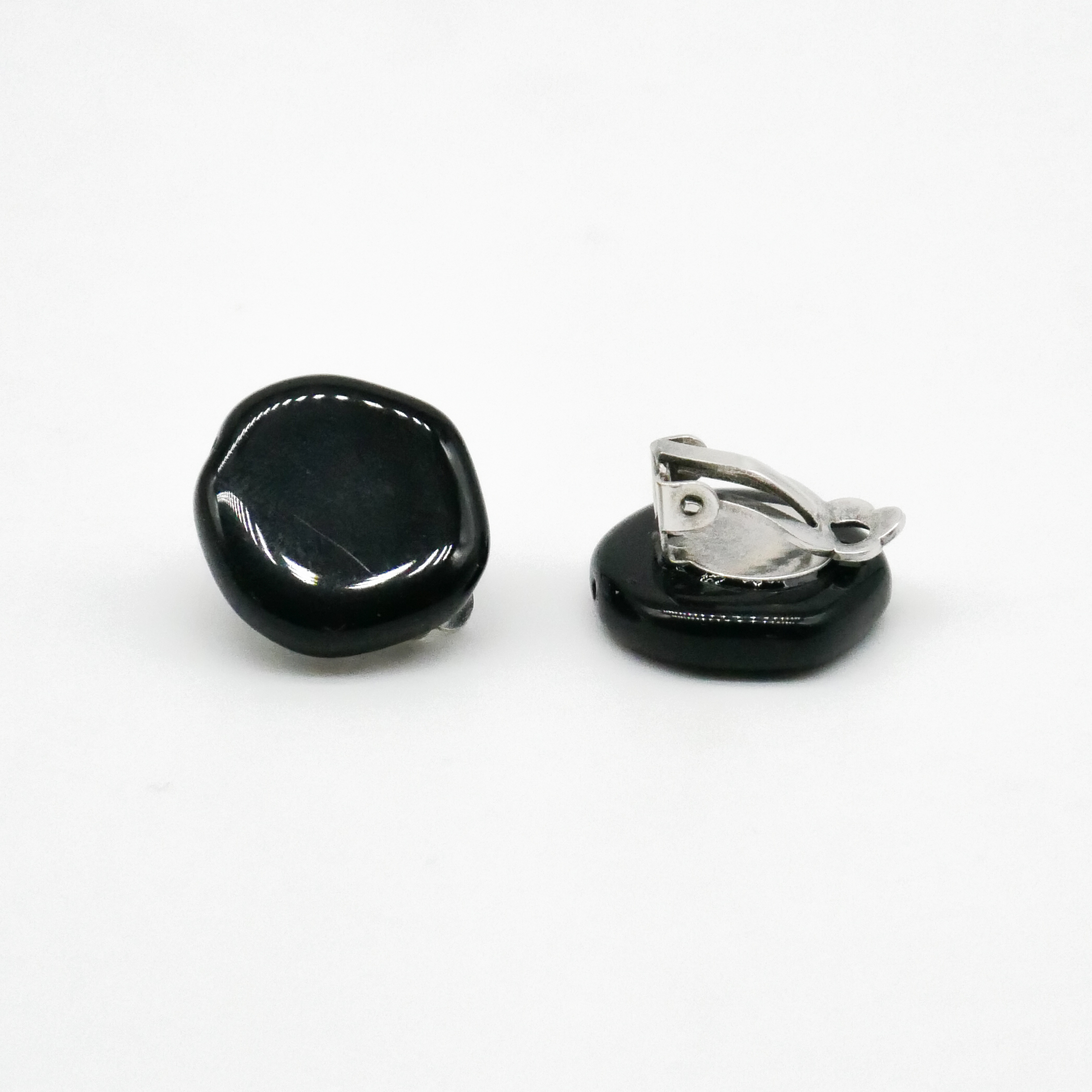  "Jet Schmuck" Ohrclip "Scheibe", schwarze Glasperlen 