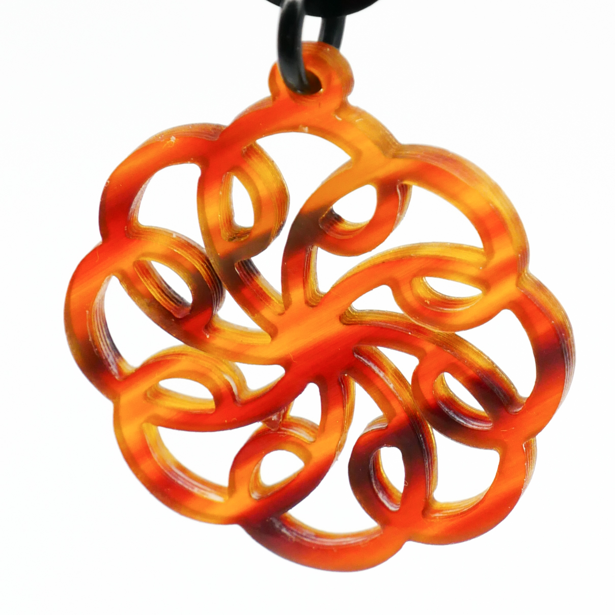  "Craft Art" Ohrring "Mandala" Ø ca. 45 mm, schwarzes und braunes Horn 