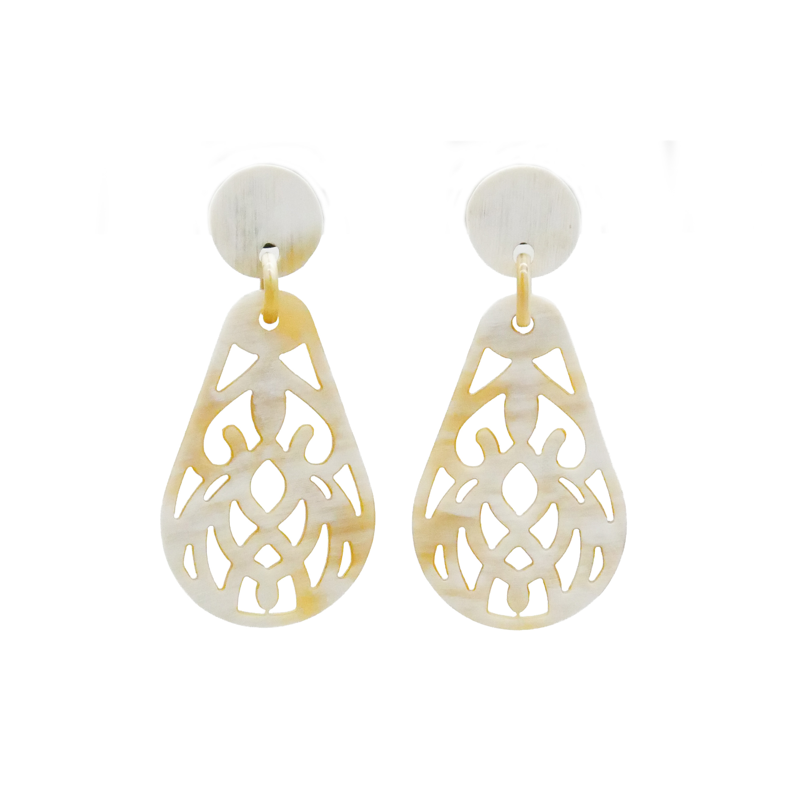  "Craft-Art", Ohrring "Drop" weißes Horn Ornament 1 