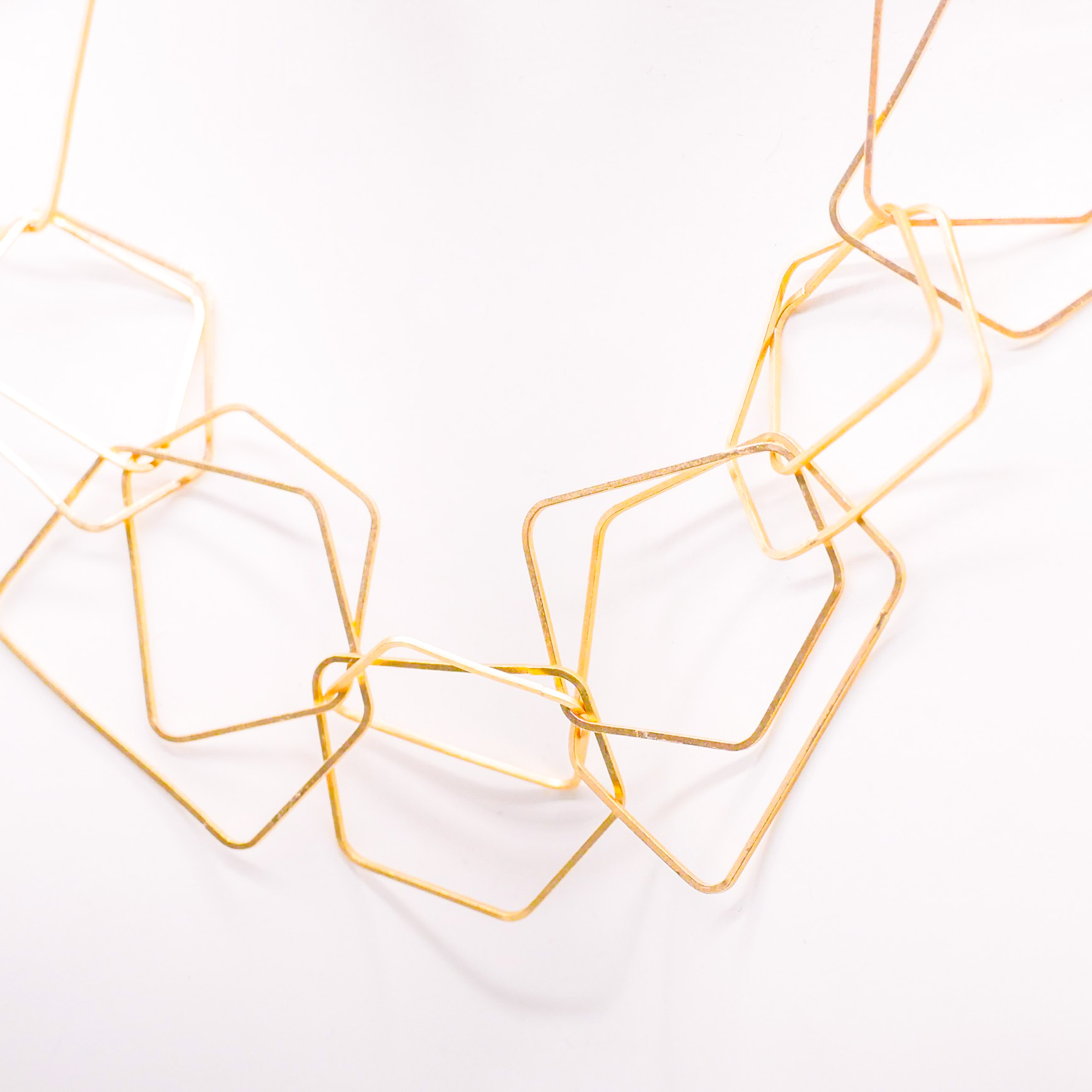 "Charmkette" Gliederkette, doppeltes Vieleck, kurz, vergoldet, ca. 60cm