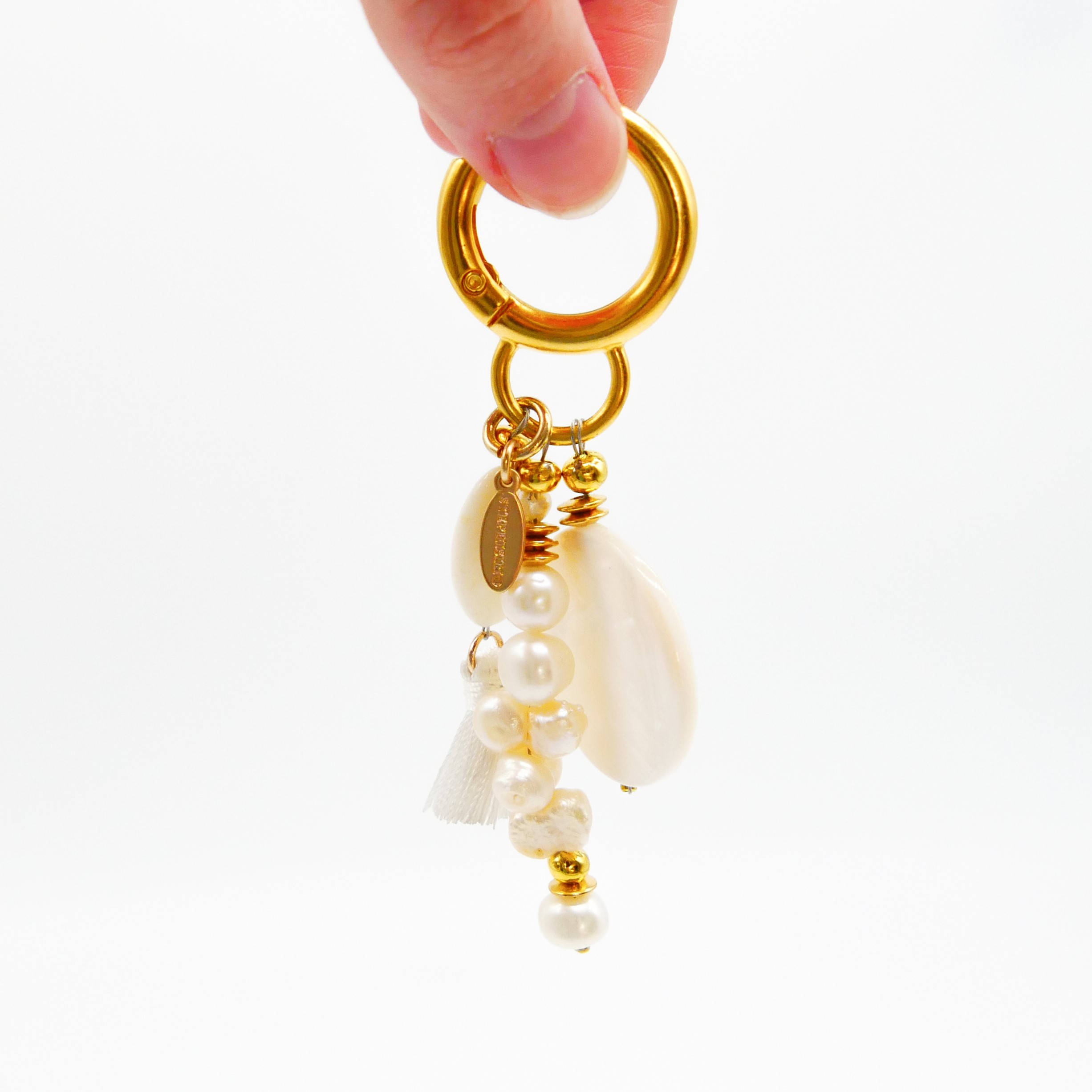 "Lucky Pendant" Anhänger, 3 Stränge Glas SWZ Perlen und Muschelperlen "Lucky Pendant" Anhänger, 3 Stränge Glas SWZ Perlen und Muschelperlen